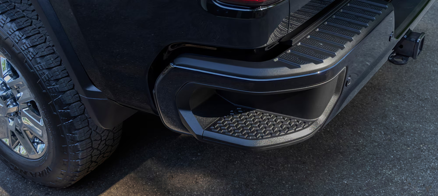 Close-up of the Chevrolet Silverado HD CornerStep rear bumper step