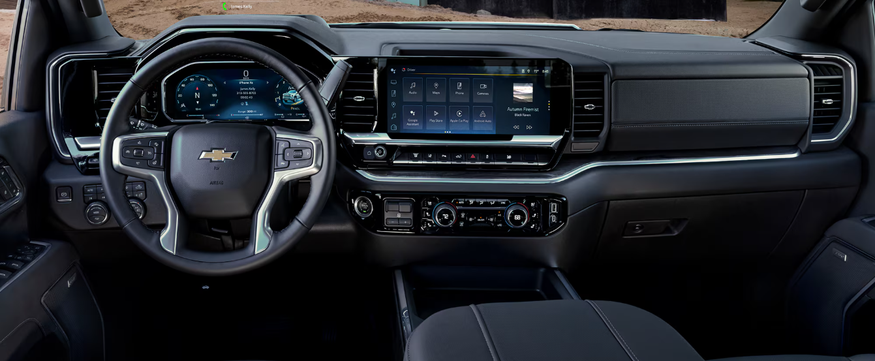 Chevrolet Silverado HD dashboard with the digital driver display and center touchscreen