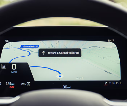 Chevrolet Equinox driver display showing turn-by-turn navigation
