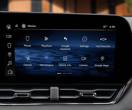 Chevrolet Equinox center touchscreen showing the home screen apps
