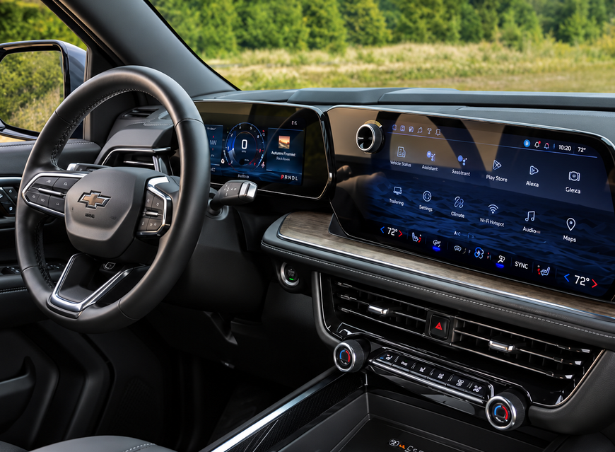 Chevrolet Tahoe dashboard with the 17.7-inch center touchscreen and steering wheel