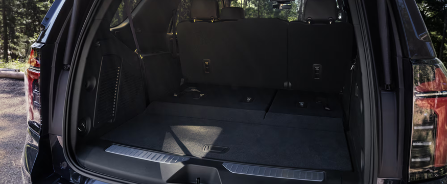 Chevrolet Tahoe cargo area behind the folded third-row seats