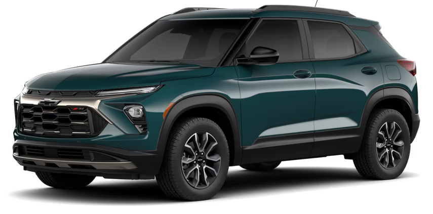 Green Chevrolet compact SUV with a black roof