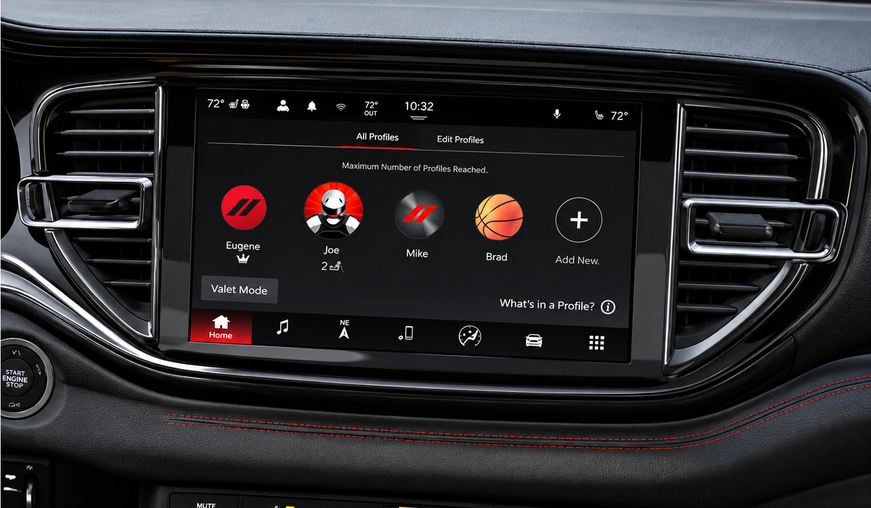 Uconnect 5 touchscreen showing driver profile selection