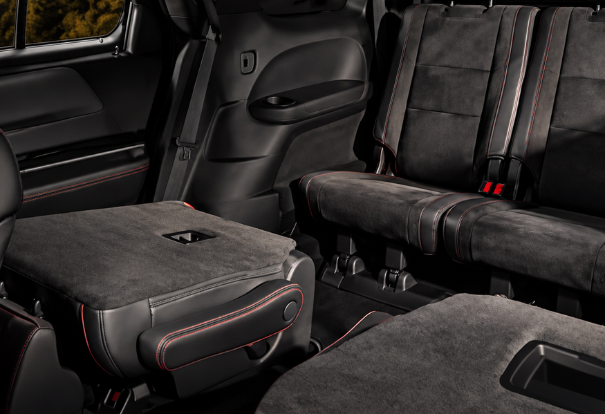 Dodge Durango second-row seat folded and tumbled forward for third-row access