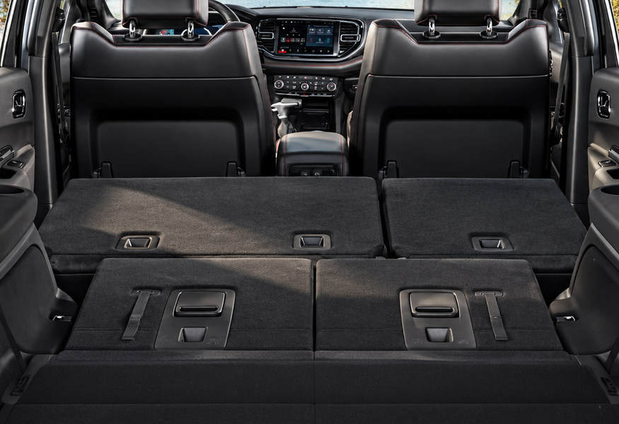 Dodge Durango cargo area with the second and third rows folded flat