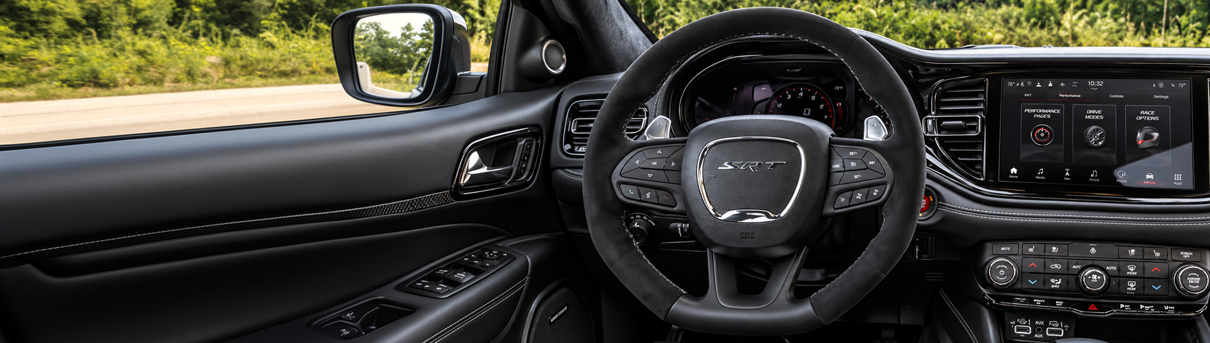Dodge Durango SRT steering wheel and Uconnect 5 touchscreen