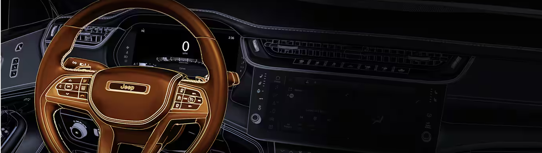 Grand Cherokee steering wheel with the Active Driving Assist controls