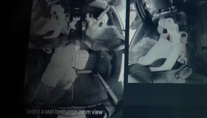 FamCam touchscreen view of the rear seats